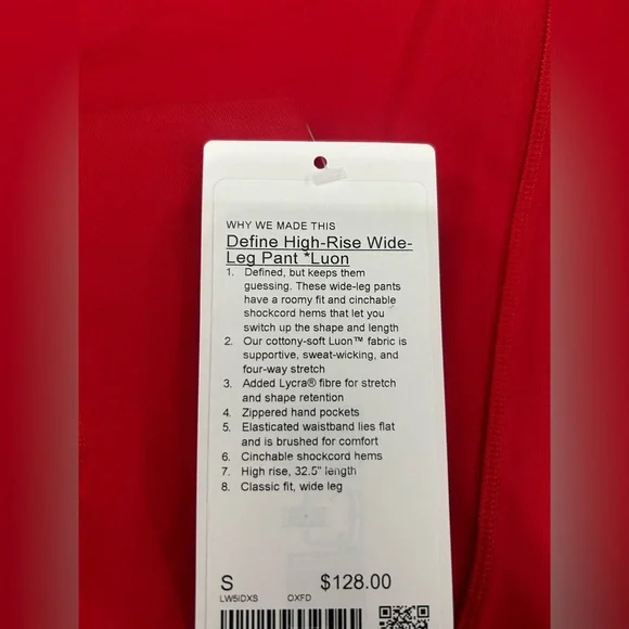 lululemon athletica Define High Rise Red Wide-Leg Pants - Picture 4 of 6